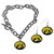 Iowa Hawkeyes Chain Bracelet and Dangle Earring Set