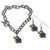 Kansas Jayhawks Chain Bracelet and Dangle Earring Set