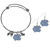 N. Carolina Tar Heels Dangle Earrings and Charm Bangle Bracelet Set