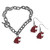 Washington St. Cougars Chain Bracelet and Dangle Earring Set