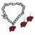Wisconsin Badgers Chain Bracelet and Dangle Earring Set