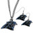 Carolina Panthers Dangle Earrings and Chain Necklace Set