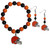 Cleveland Browns Fan Bead Earrings and Bracelet Set