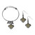 New Orleans Saints Dangle Earrings and Charm Bangle Bracelet Set