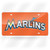 Miami Marlins License Plate Laser Cut Light Orange