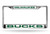 Milwaukee Bucks License Plate Frame Laser Cut Chrome White Background with Green Letters