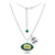 Green Bay Packers Silver Necklace w/Crystal Football