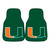University of Miami - Miami Hurricanes 2-pc Carpet Car Mat Set U Primary Logo Green