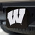 University of Wisconsin Hitch Cover - Chrome on Black 3.4"x4"