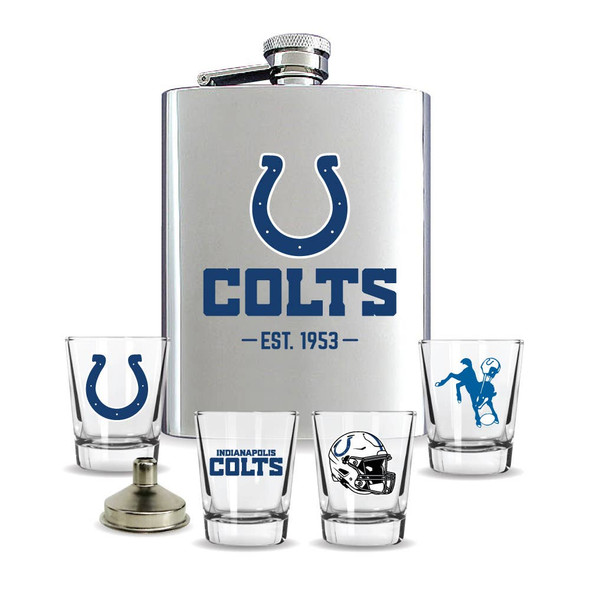 Indianapolis Colts Flask Gift Set Stainless Steel Barware NFL Fan Gift