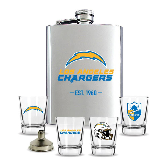 Los Angeles Chargers Flask Gift Set Stainless Steel Barware NFL Fan Gift