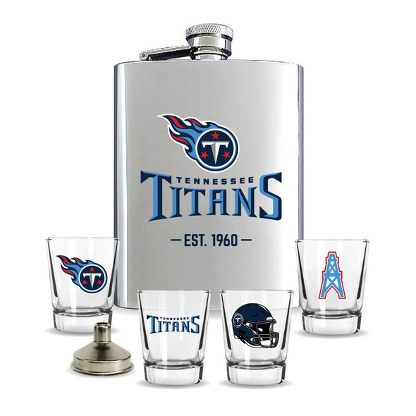Tennessee Titans Flask Gift Set Stainless Steel Barware NFL Fan Gift