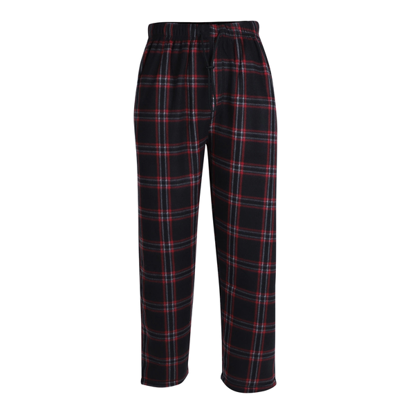 Men's Plaid Fleece Pajama Pant Black / Red / White
