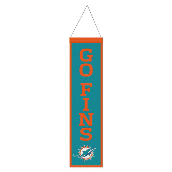 Miami Dolphins Banner Wool 8x32 Heritage Slogan Design