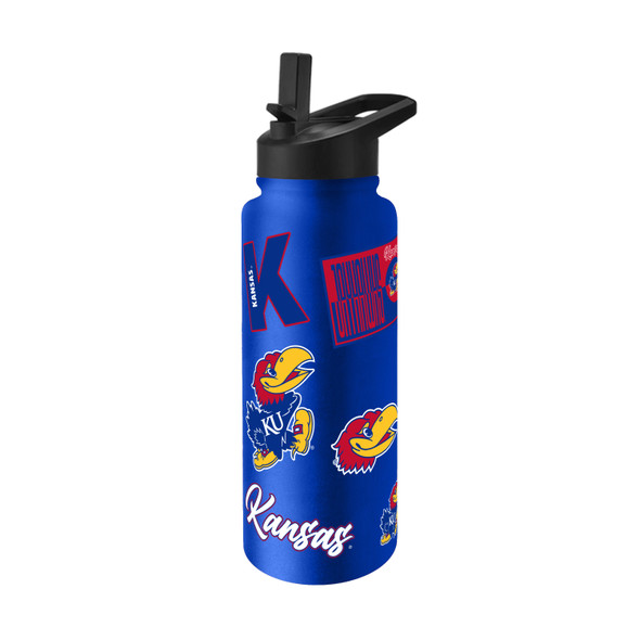 Kansas Jayhawks Quencher Bottle 34oz Stainless Steel Dreamweave