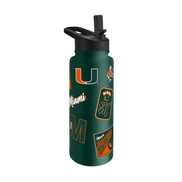 Miami Hurricanes Quencher Bottle 34oz Stainless Steel Dreamweave
