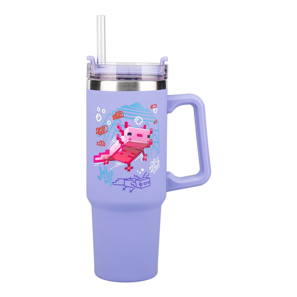 Minecraft Purple 900ml Insulated Cup and Straw