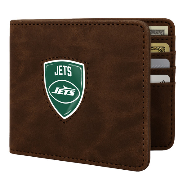 New York Jets Shield Wallet - Brown