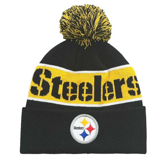 Unisex Black Pittsburgh Steelers Cuffed Knit Hat with Pom