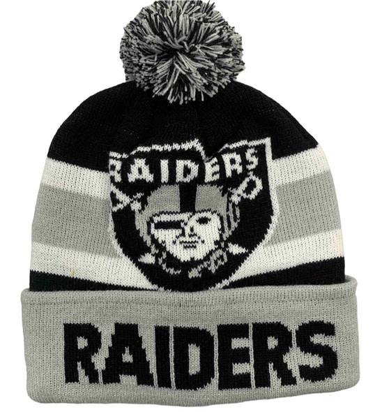 Unisex Gray Las Vegas Raiders Cuffed Knit Hat with Pom