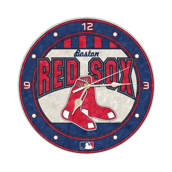 Boston Red Sox 12" Art Glass Clock