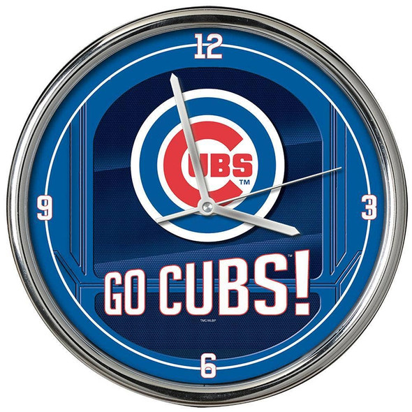 Chicago Cubs Go Team! Chrome Clock
