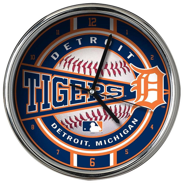 Detroit Tigers Chrome Clock