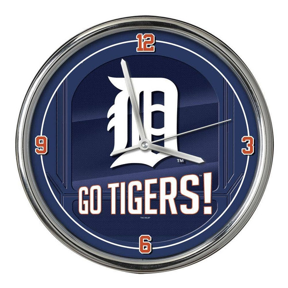 Detroit Tigers Go Team! Chrome Clock