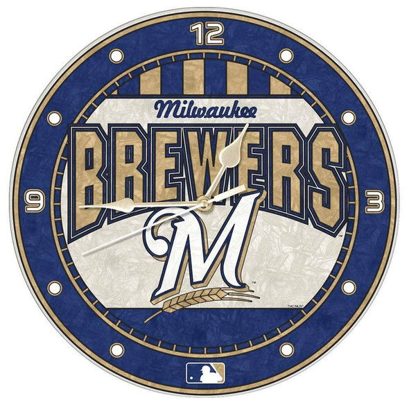 Milwaukee Brewers 12" Art Glass Clock