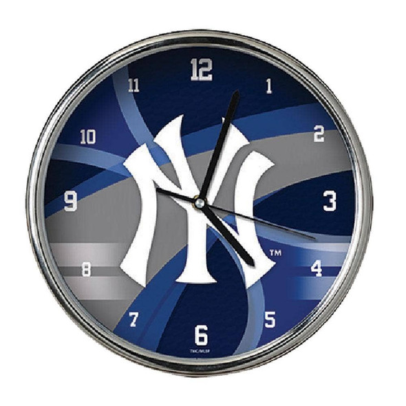 New York Yankees Carbon Fiber Chrome Clock