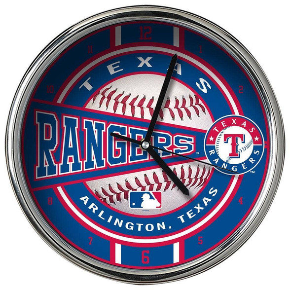 Texas Rangers Chrome Clock