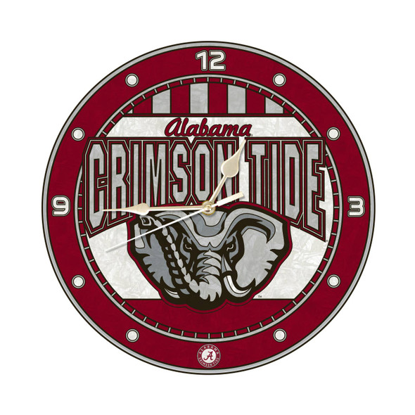 Alabama Crimson Tide 12" Art Glass Clock