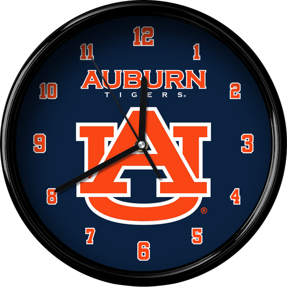Auburn Tigers 12" Team Black Rim Clock