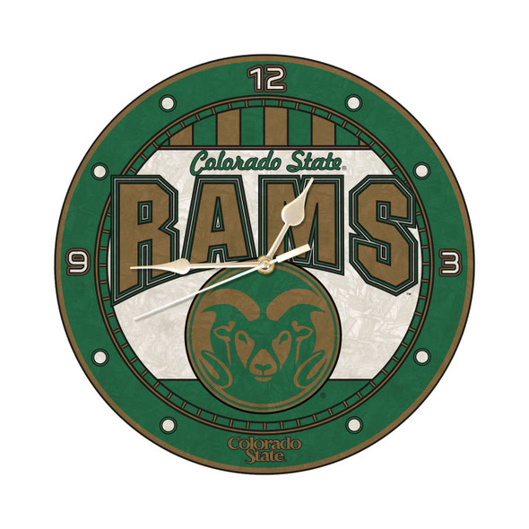 Colorado State Rams 12" Art Glass Clock
