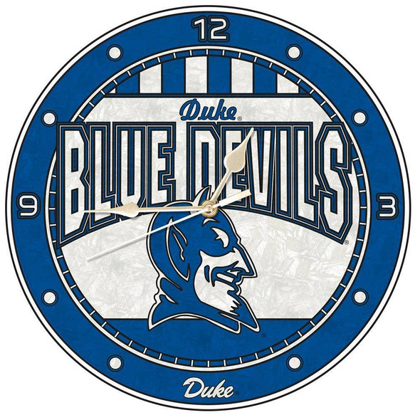 Duke Blue Devils 12" Art Glass Clock