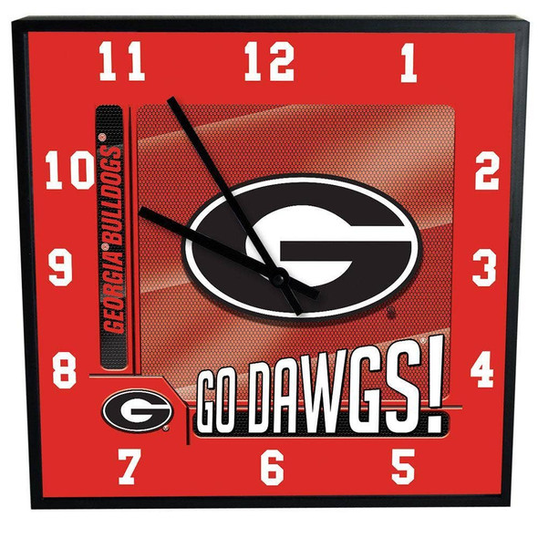 Georgia Bulldogs 12" Square Carbon Fiber Clock