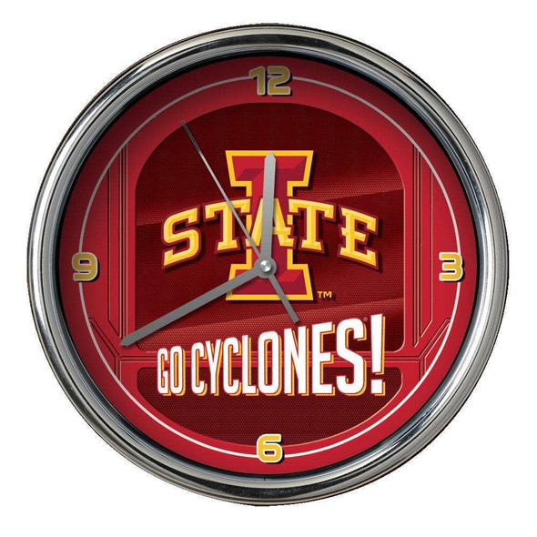 Iowa State Cyclones Go Team! Chrome Clock