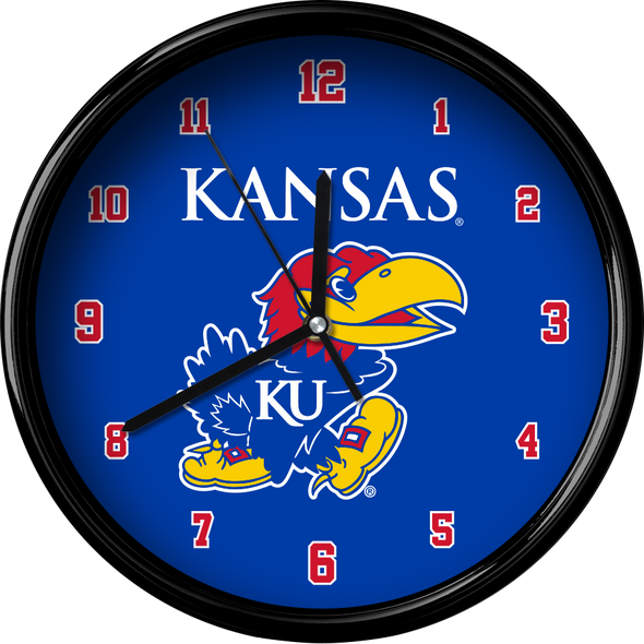 Kansas Jayhawks 12" Team Black Rim Clock
