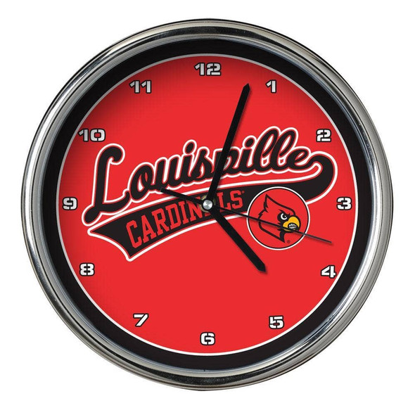 Louisville Cardinals Chrome Clock