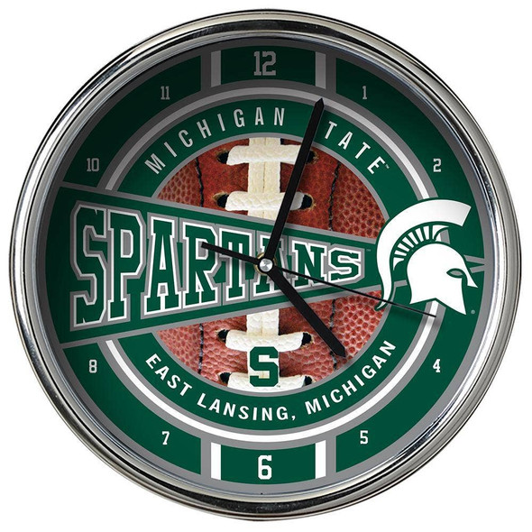 Michigan State Spartans Chrome Clock