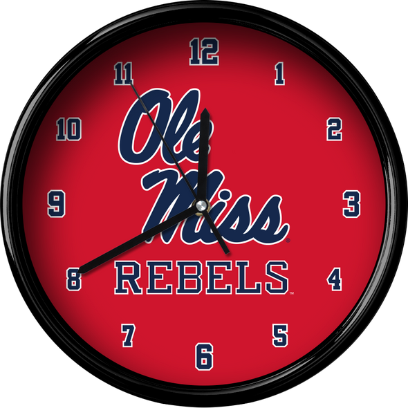 Mississippi Ole Miss Rebels 12" Team Black Rim Clock
