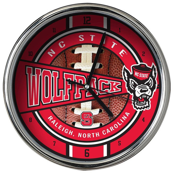 NC State Wolfpack Chrome Clock