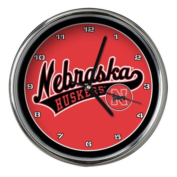 Nebraska Cornhuskers Chrome Clock