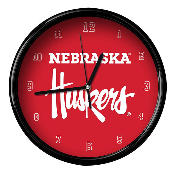 Nebraska Cornhuskers 12" Team Black Rim Clock