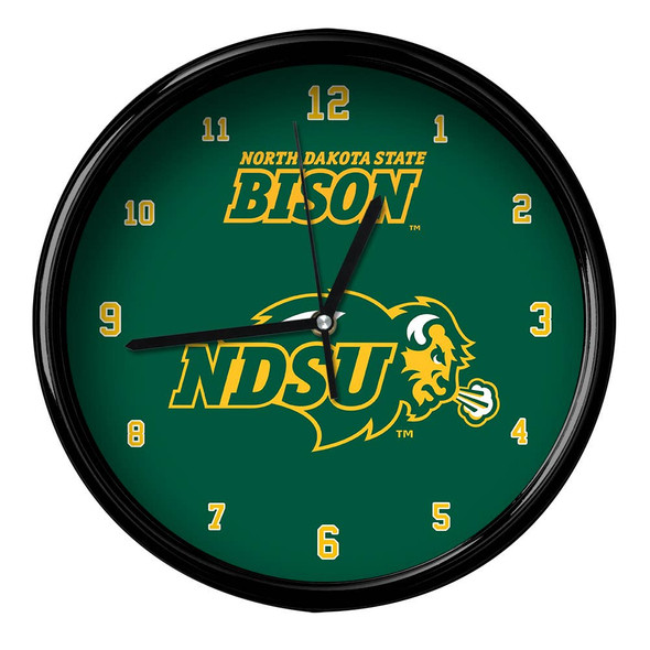 North Dakota State Bison 12" Team Black Rim Clock