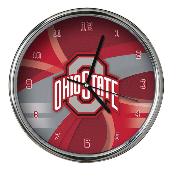 Ohio State Buckeyes Carbon Fiber Chrome Clock