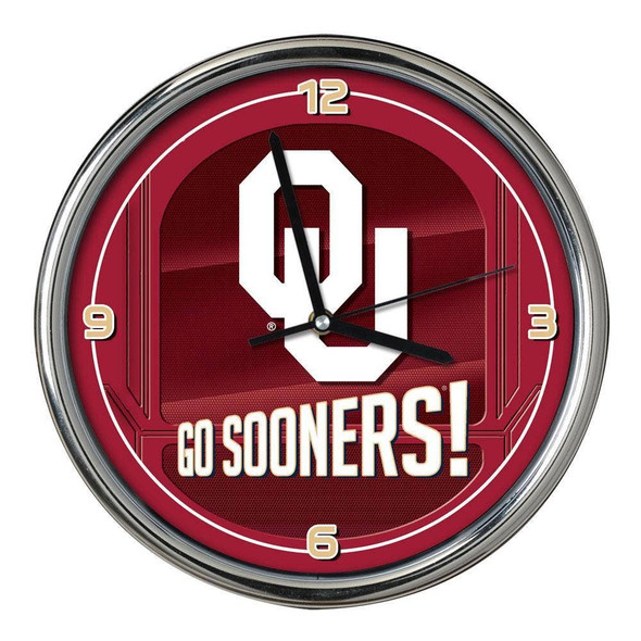 Oklahoma Sooners Go Team! Chrome Clock