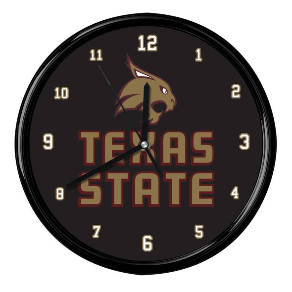 Texas State Bobcats 12" Team Black Rim Clock