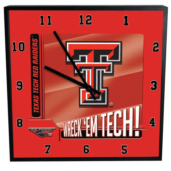 Texas Tech Red Raiders 12" Square Carbon Fiber Clock