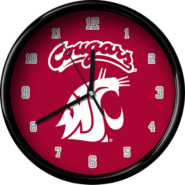 Washington State Cougars 12" Team Black Rim Clock